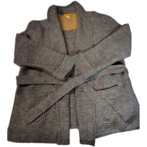 Ruby Rd 100% Wool Gray Boiled Wool Wrap Jacket Cardigan Belted XL Gray Soft